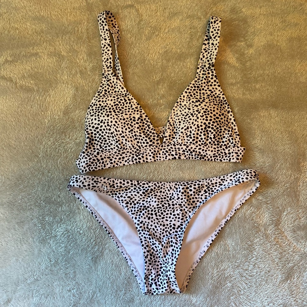 Black and white polka dot swimsuit